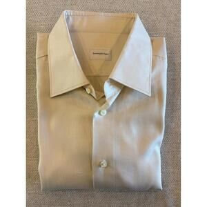 ERMENEGILDO ZEGNA Italy Luxury Dress Shirt 17 / 43 XL Cream White Twill Cotton